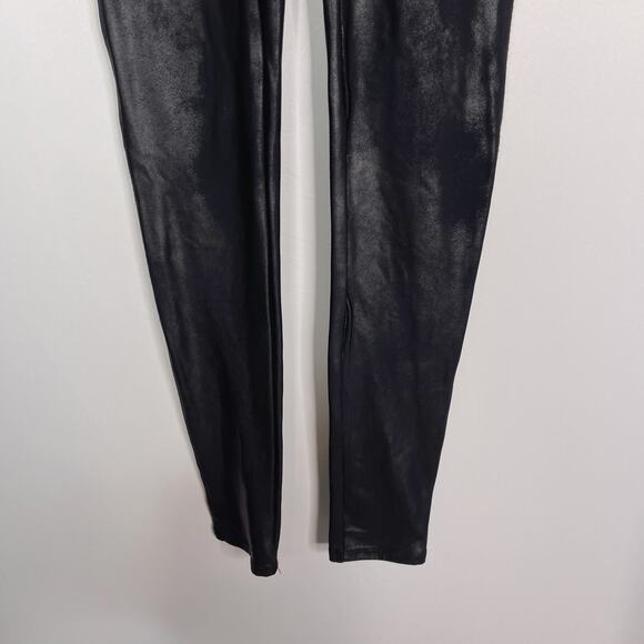 Spanx Womens Medium M Black Faux Leather Leggings Sleek Smoothing High Waist - Picture 4 of 10